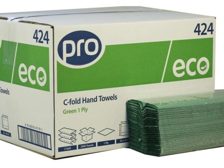 C-Fold 1Ply Green Recycled Hand Towels x 2400 For Sale