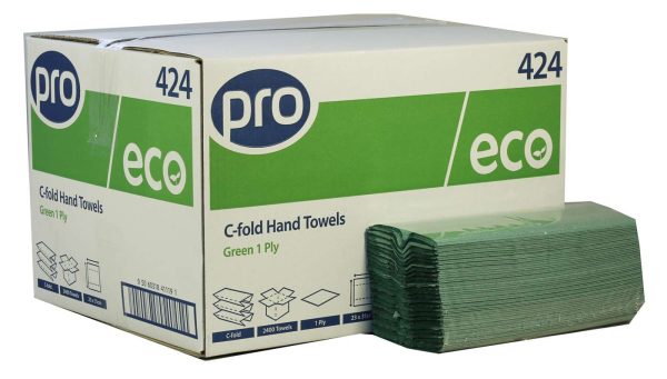 C-Fold 1Ply Green Recycled Hand Towels x 2400 For Sale