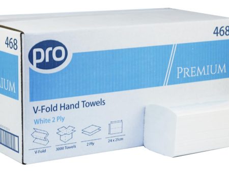 PRO Premium V Fold 2Ply White Hand Towels x 3000 Online