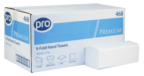 PRO Premium V Fold 2Ply White Hand Towels x 3000 Online