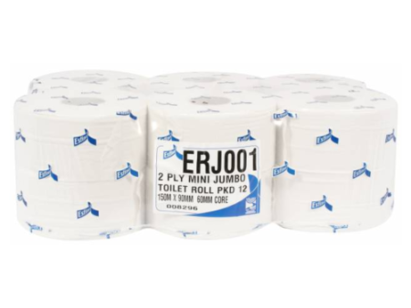 Mini Jumbo Toilet Roll 80mm Core 150M 2Ply White Pack Of 12 For Sale